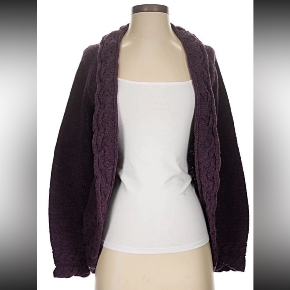 Banana Republic Dark Purple Cable Knit Cardigan
